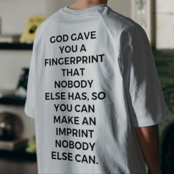 Christian Apparel Tshirt God's Fingerprint shirt design on front & back - Picture 2 of 3